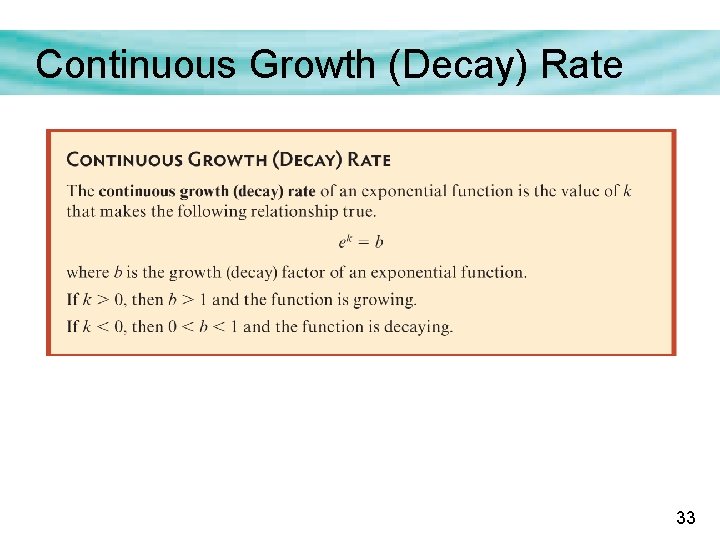 Continuous Growth (Decay) Rate 33 