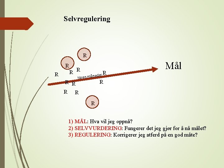 Selvregulering R R R neder Noen må R Mål R R R 1) MÅL: