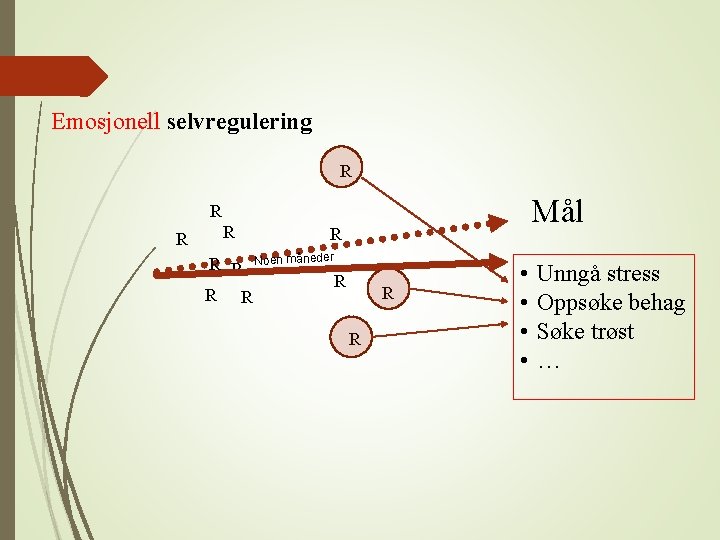 Emosjonell selvregulering R Mål R R R Noen måneder R R R • •