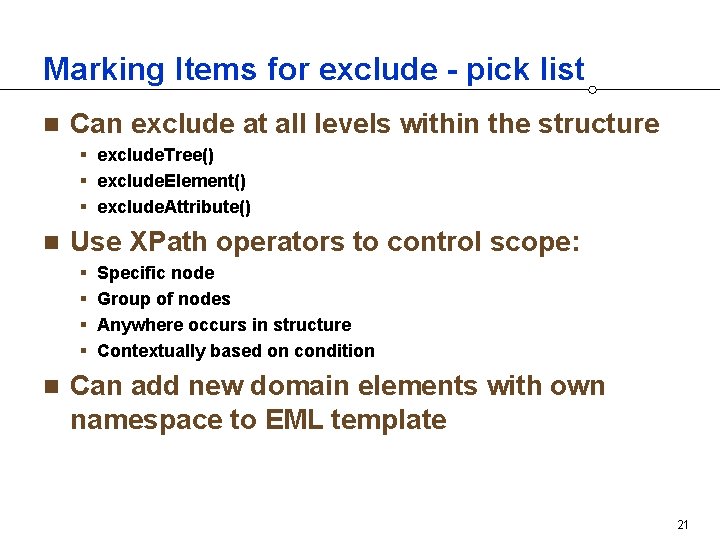 Marking Items for exclude - pick list n Can exclude at all levels within