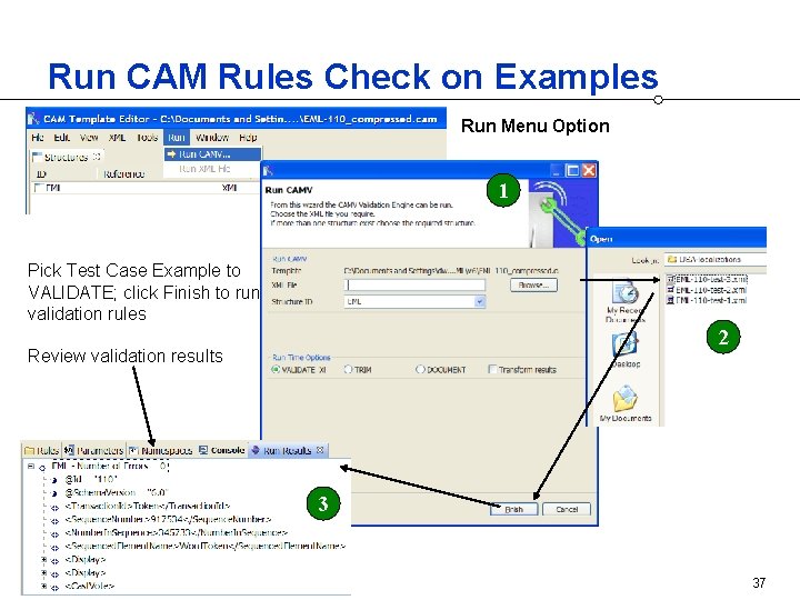 Run CAM Rules Check on Examples Run Menu Option 1 Pick Test Case Example