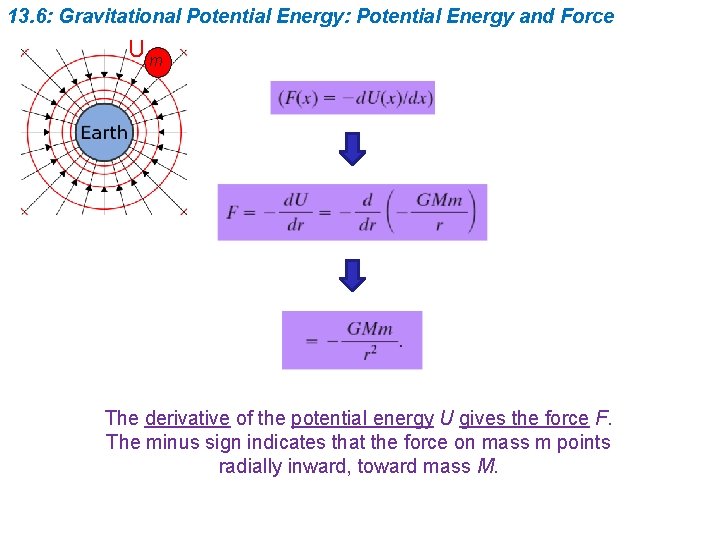 13. 6: Gravitational Potential Energy: Potential Energy and Force Um The derivative of the 13. 6: Gravitational Potential Energy: Potential Energy and Force Um The derivative of the