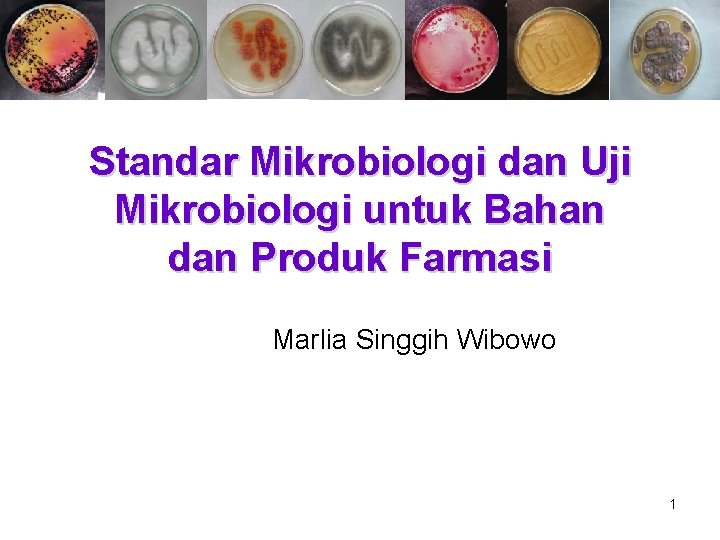 Standar Mikrobiologi dan Uji Mikrobiologi untuk Bahan dan Produk Farmasi Marlia Singgih Wibowo 1