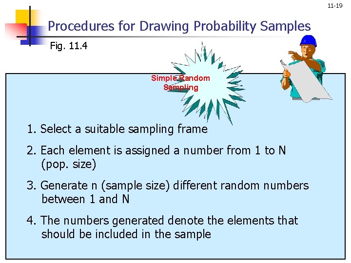 11 -19 Procedures for Drawing Probability Samples Fig. 11. 4 Simple Random Sampling 1.