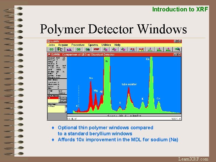 Introduction to XRF Polymer Detector Windows ¨ Optional thin polymer windows compared to a