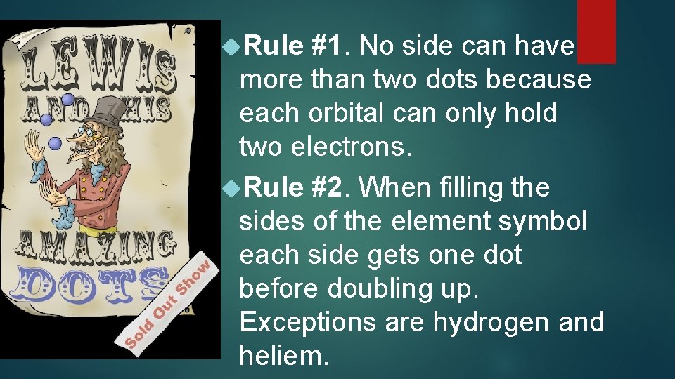  Rule #1. No side can have more than two dots because each orbital