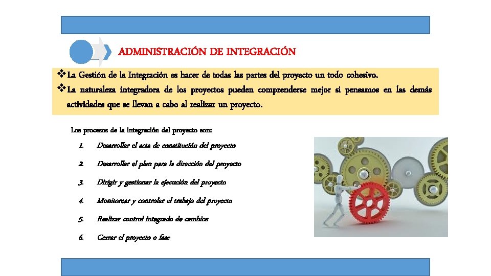 ADMINISTRACIÓN DE INTEGRACIÓN v. La Gestión de la Integración es hacer de todas las