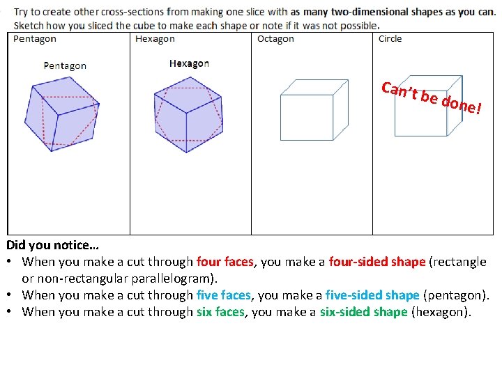 Can’t be do ne! Did you notice… • When you make a cut through