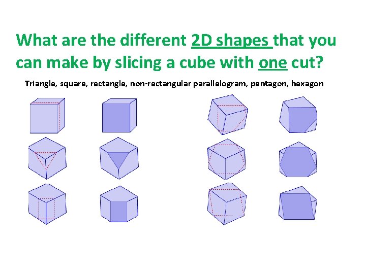 What are the different 2 D shapes that you can make by slicing a
