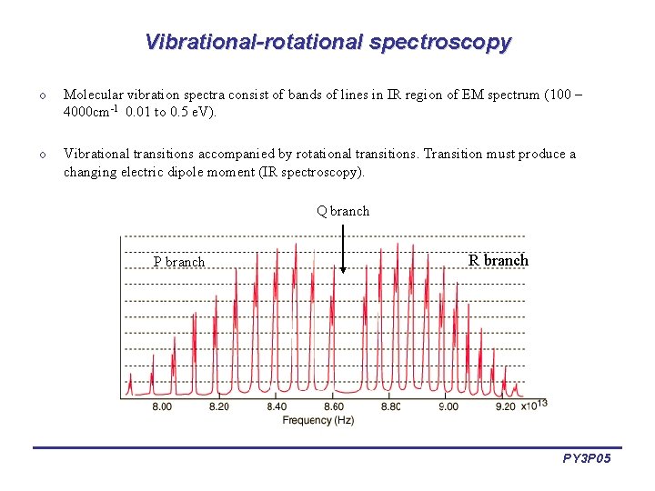 Vibrational-rotational spectroscopy o Molecular vibration spectra consist of bands of lines in IR region