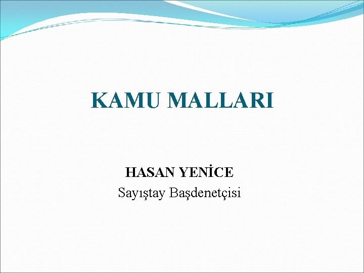 KAMU MALLARI HASAN YENİCE Sayıştay Başdenetçisi 