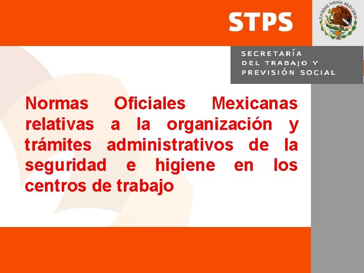 Normas Oficiales Mexicanas relativas a la organización y trámites administrativos de la seguridad e