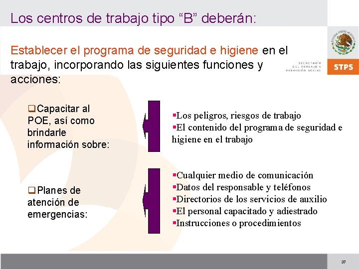 Los centros de trabajo tipo “B” deberán: Establecer el programa de seguridad e higiene