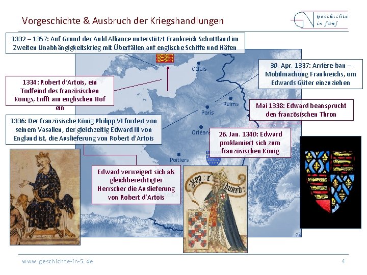 Vorgeschichte & Ausbruch der Kriegshandlungen 1332 – 1357: Auf Grund der Auld Alliance unterstützt