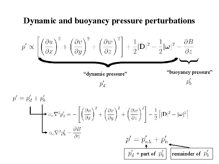 Dynamic and buoyancy pressure perturbations “buoyancy pressure” “dynamic pressure” + part of remainder of Dynamic and buoyancy pressure perturbations “buoyancy pressure” “dynamic pressure” + part of remainder of