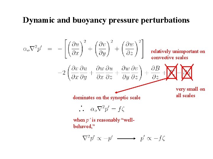 Dynamic and buoyancy pressure perturbations relatively unimportant on convective scales dominates on the synoptic Dynamic and buoyancy pressure perturbations relatively unimportant on convective scales dominates on the synoptic