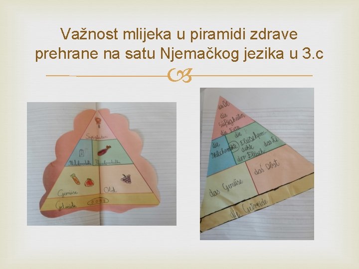 Važnost mlijeka u piramidi zdrave prehrane na satu Njemačkog jezika u 3. c 