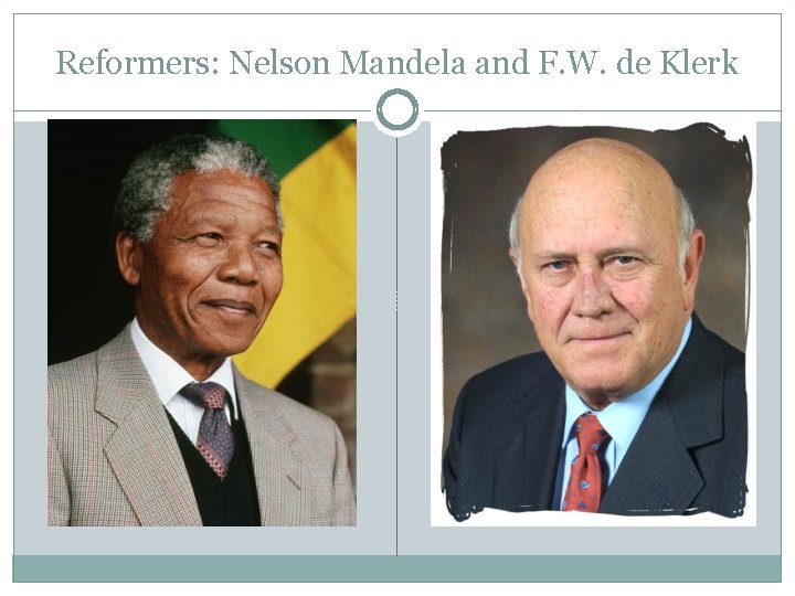 Reformers: Nelson Mandela and F. W. de Klerk 