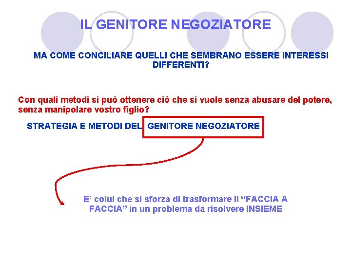 IL GENITORE NEGOZIATORE MA COME CONCILIARE QUELLI CHE SEMBRANO ESSERE INTERESSI DIFFERENTI? Con quali