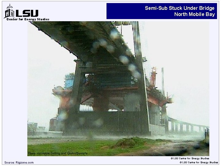 Center for Energy Studies Semi-Sub Stuck Under Bridge North Mobile Bay © LSU Center