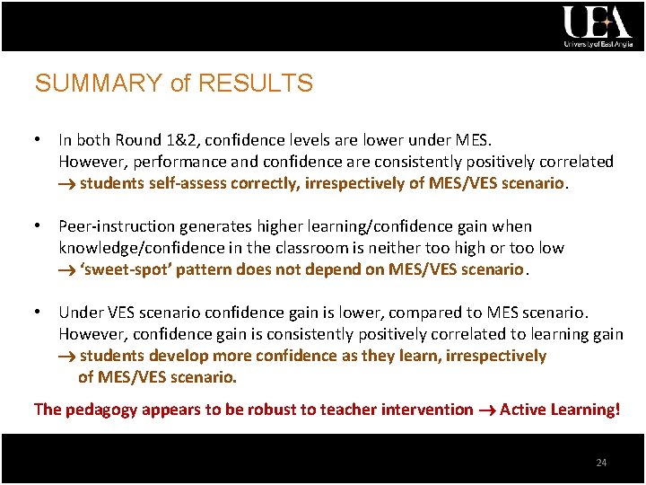 SUMMARY of RESULTS • In both Round 1&2, confidence levels are lower under MES.