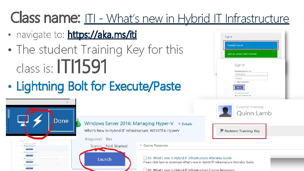 Class name: ITI - What’s new in Hybrid IT Infrastructure • navigate to: https: