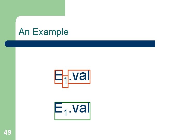 An Example E 1. val 49 