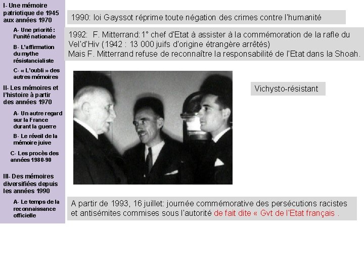 I- Une mémoire patriotique de 1945 aux années 1970 A- Une priorité : l’unité I- Une mémoire patriotique de 1945 aux années 1970 A- Une priorité : l’unité