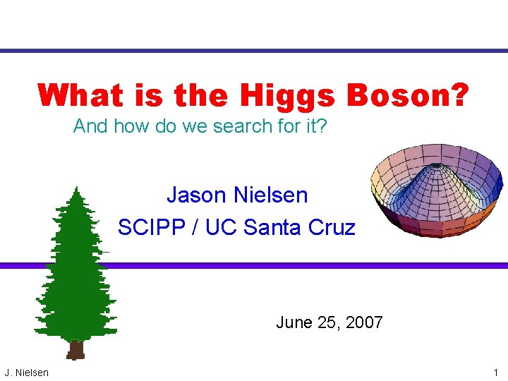 What is the Higgs Boson? And how do we search for it? Jason Nielsen
