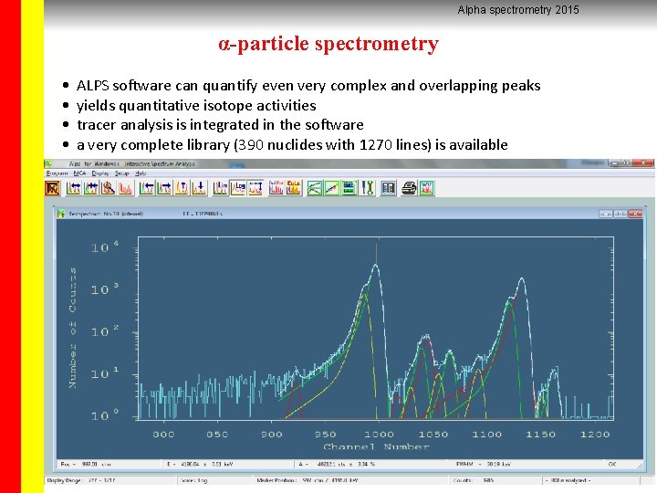 Alpha spectrometry 2015 α-particle spectrometry • • ALPS software can quantify even very complex