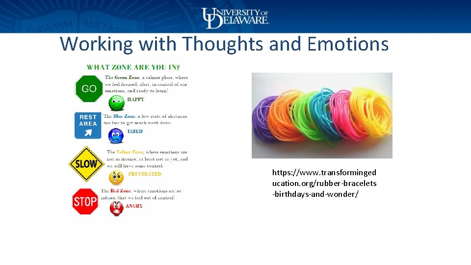 Working with Thoughts and Emotions https: //www. transforminged ucation. org/rubber-bracelets -birthdays-and-wonder/ 