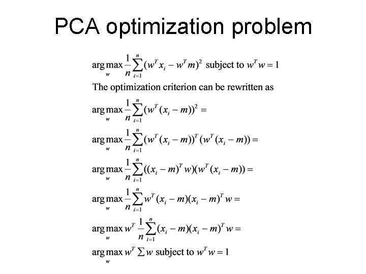PCA optimization problem 