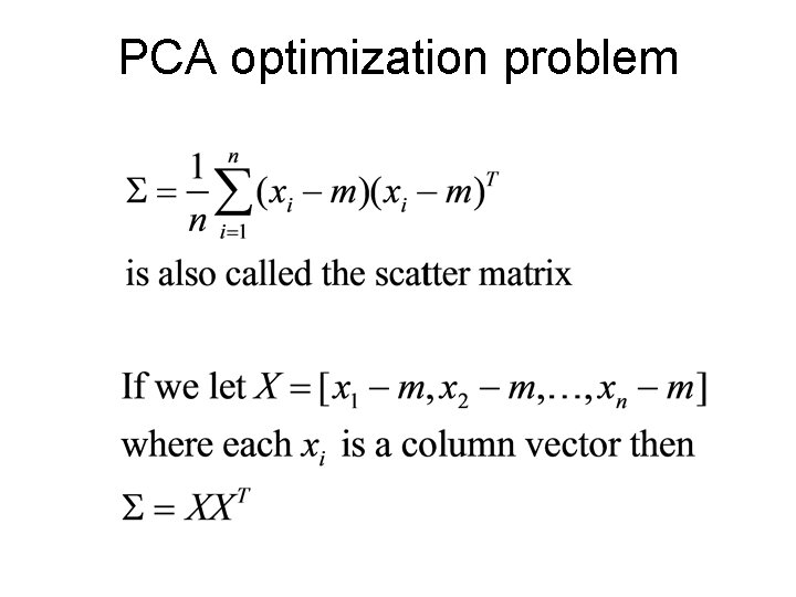 PCA optimization problem 