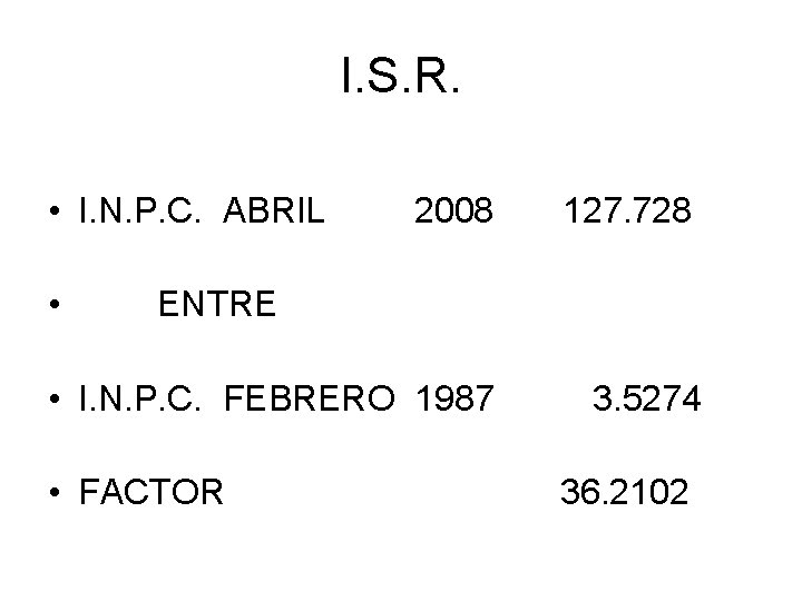 I. S. R. • I. N. P. C. ABRIL 2008 127. 728 • I.