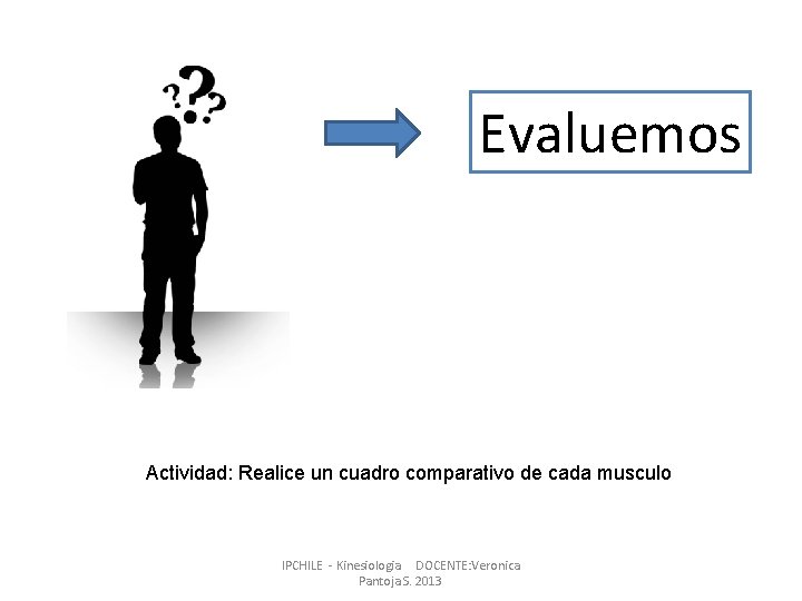 Evaluemos Actividad: Realice un cuadro comparativo de cada musculo IPCHILE - Kinesiologia DOCENTE: Veronica