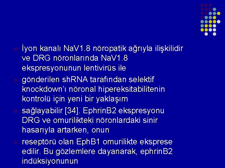 l l İyon kanalı Na. V 1. 8 nöropatik ağrıyla ilişkilidir ve DRG nöronlarında l l İyon kanalı Na. V 1. 8 nöropatik ağrıyla ilişkilidir ve DRG nöronlarında