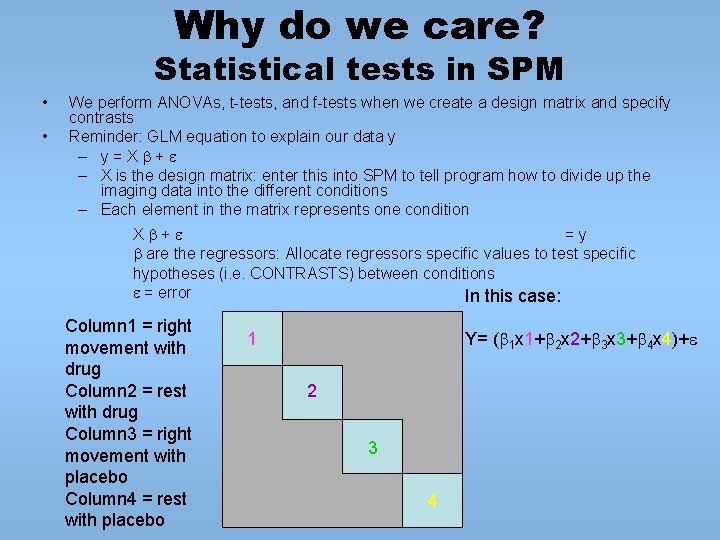 Why do we care? Statistical tests in SPM • • We perform ANOVAs, t-tests,