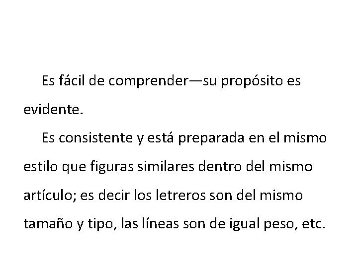 Es fácil de comprender—su propósito es evidente. Es consistente y está preparada en el