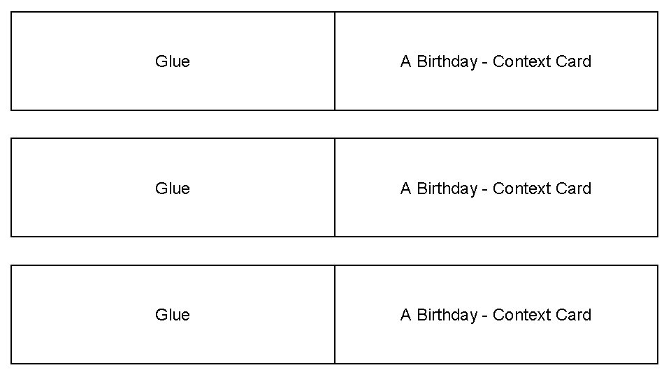 Glue A Birthday - Context Card 