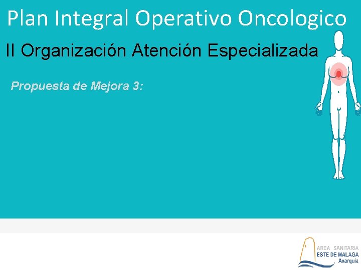 Plan Integral Operativo Oncologico II Organización Atención Especializada Propuesta de Mejora 3: 