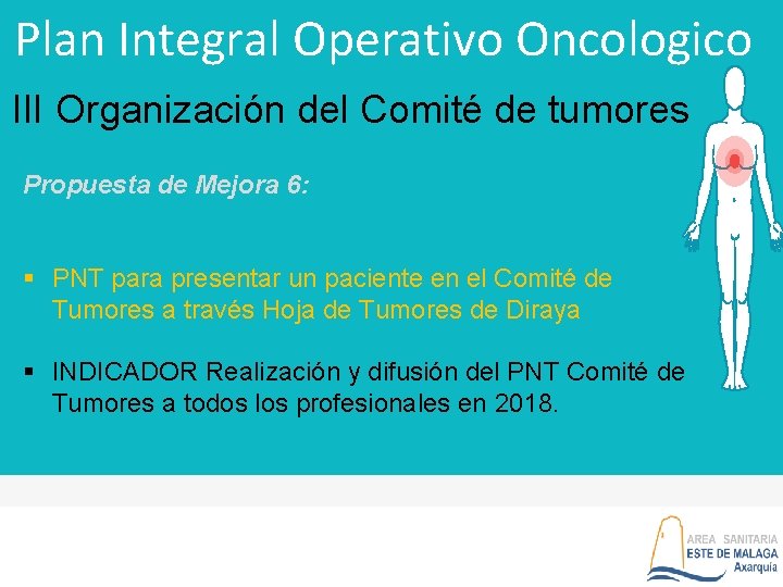 Plan Integral Operativo Oncologico III Organización del Comité de tumores Propuesta de Mejora 6: