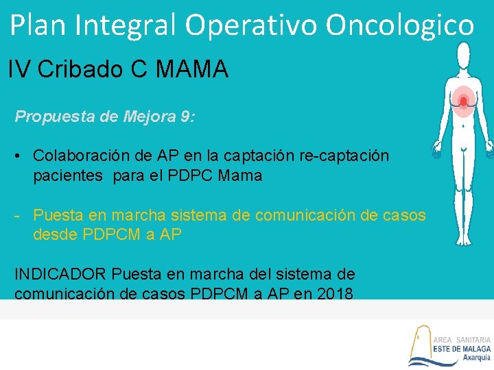 Plan Integral Operativo Oncologico IV Cribado C MAMA Propuesta de Mejora 9: • Colaboración