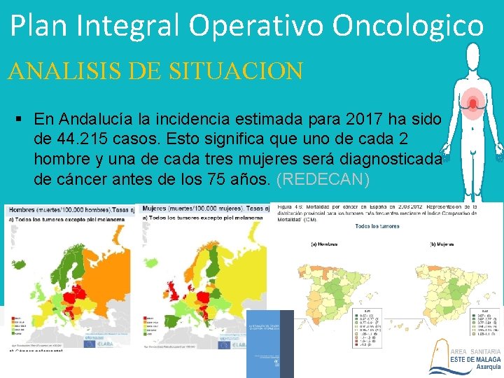 Plan Integral Operativo Oncologico ANALISIS DE SITUACION § En Andalucía la incidencia estimada para