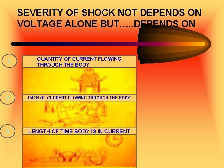 SEVERITY OF SHOCK NOT DEPENDS ON VOLTAGE ALONE BUT…. . DEPENDS ON 1 QUANTITY