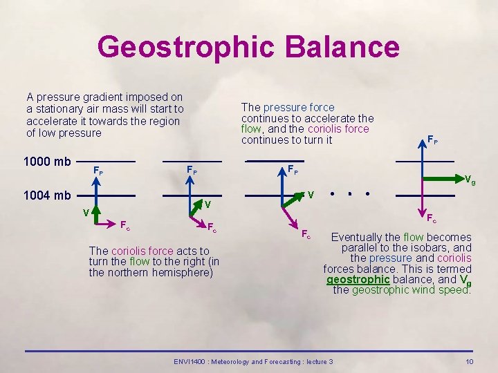 Geostrophic Balance A pressure gradient imposed on a stationary air mass will start to