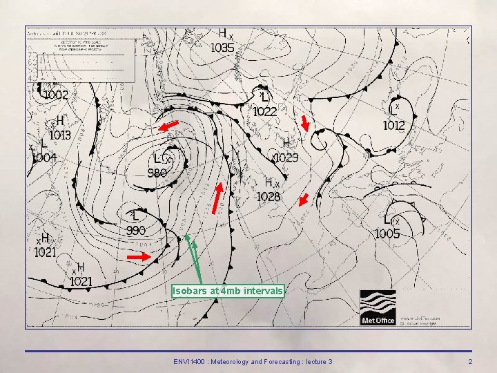 Isobars at 4 mb intervals ENVI 1400 : Meteorology and Forecasting : lecture 3