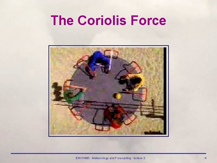 The Coriolis Force ENVI 1400 : Meteorology and Forecasting : lecture 3 4 