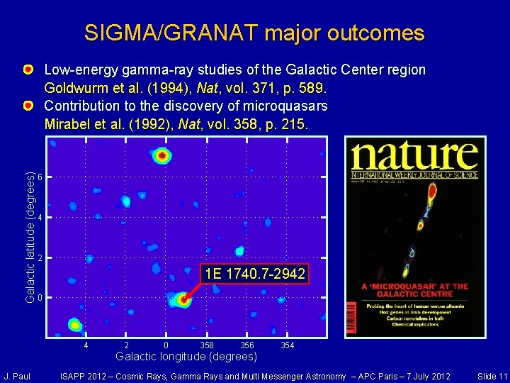 SIGMA/GRANAT major outcomes Galactic latitude (degrees) Low-energy gamma-ray studies of the Galactic Center region