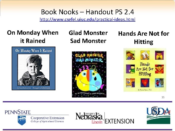 Book Nooks – Handout PS 2. 4 http: //www. csefel. uiuc. edu/practical-ideas. html On