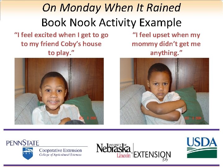 On Monday When It Rained Book Nook Activity Example “I feel excited when I